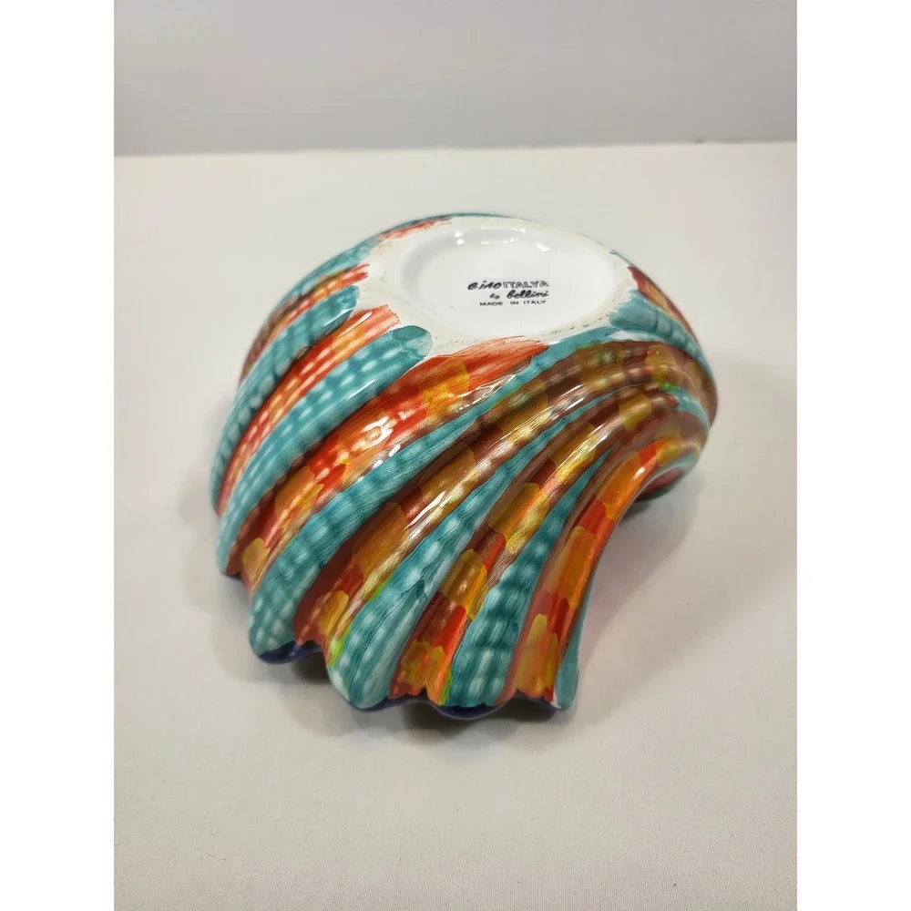 Ciao Italya Bellini Clam Shell Fish Bowl Set Hand Painted Italian Coastal Decor,